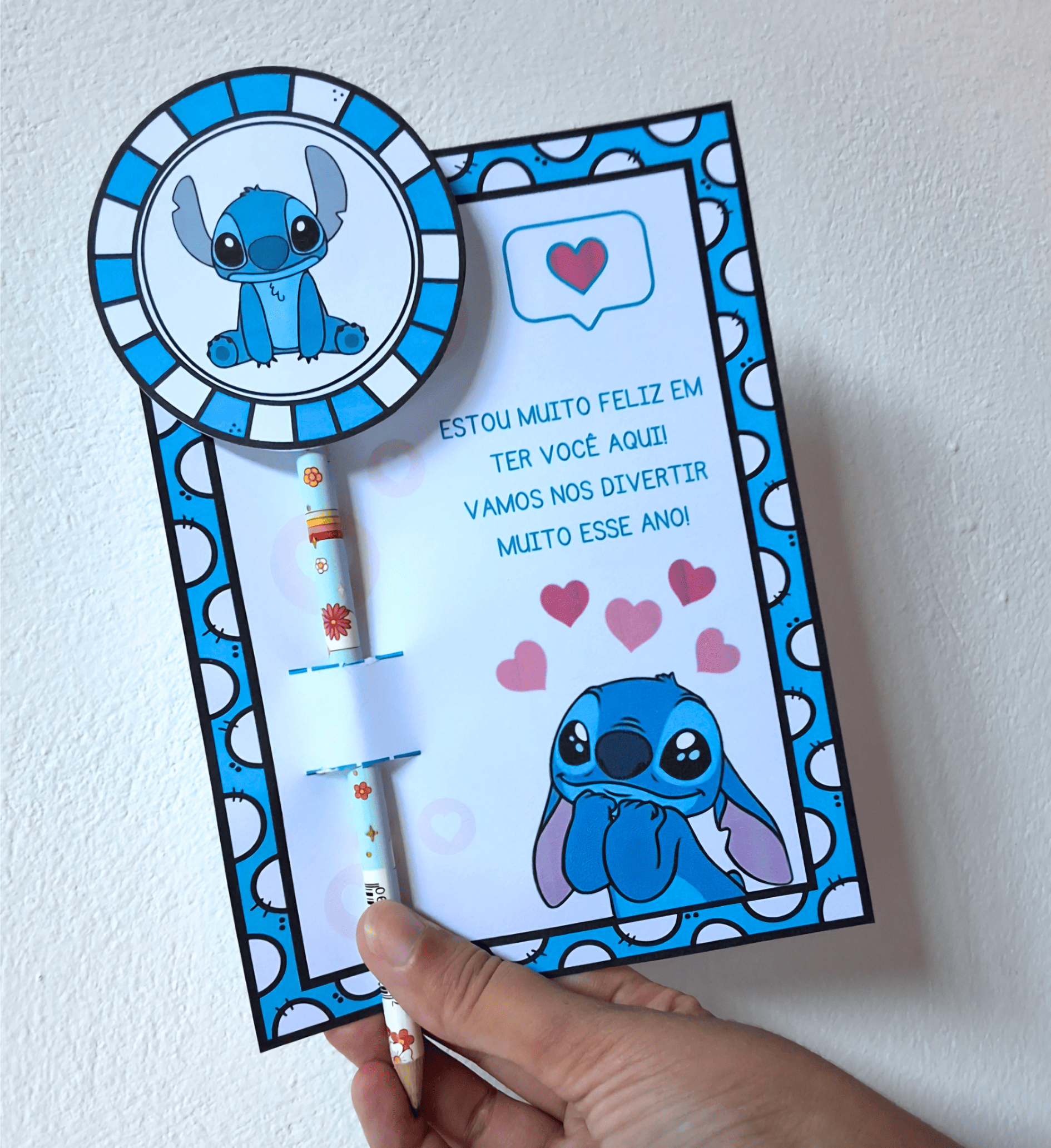 Lembrancinha de volta às aulas Stitch: cartão e ponteira — Atividades para Educação Infantil: Receba a turma com uma…