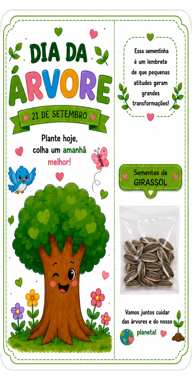 Lembrancinha Dia Da Árvore - 1º ao 5º Ano — amostra 3: O recurso traz uma arte encantadora com uma árvore infantil,…
