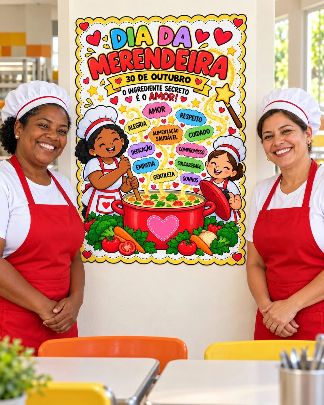 Lembrancinha Dia da Merendeira Escolar Painel PDF — amostra 3: Perfeito para projetos escolares e comemorações de Educação…