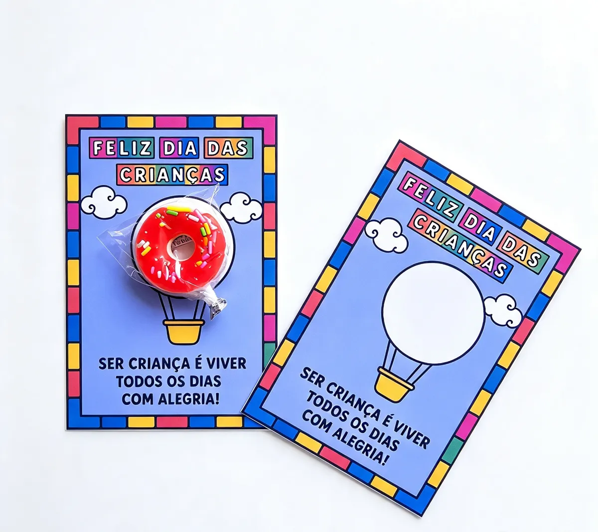 Lembrancinha Dia das Crianças — Cartão Balão com Doce — amostra 1: Encantadora lembrancinha para o Dia das Crianças com…
