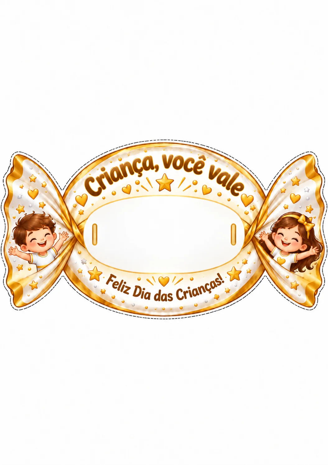 Lembrancinha Dia das Crianças com Bombom Ouro Branco — amostra 1: Lembrancinha para o Dia das Crianças com espaço para…