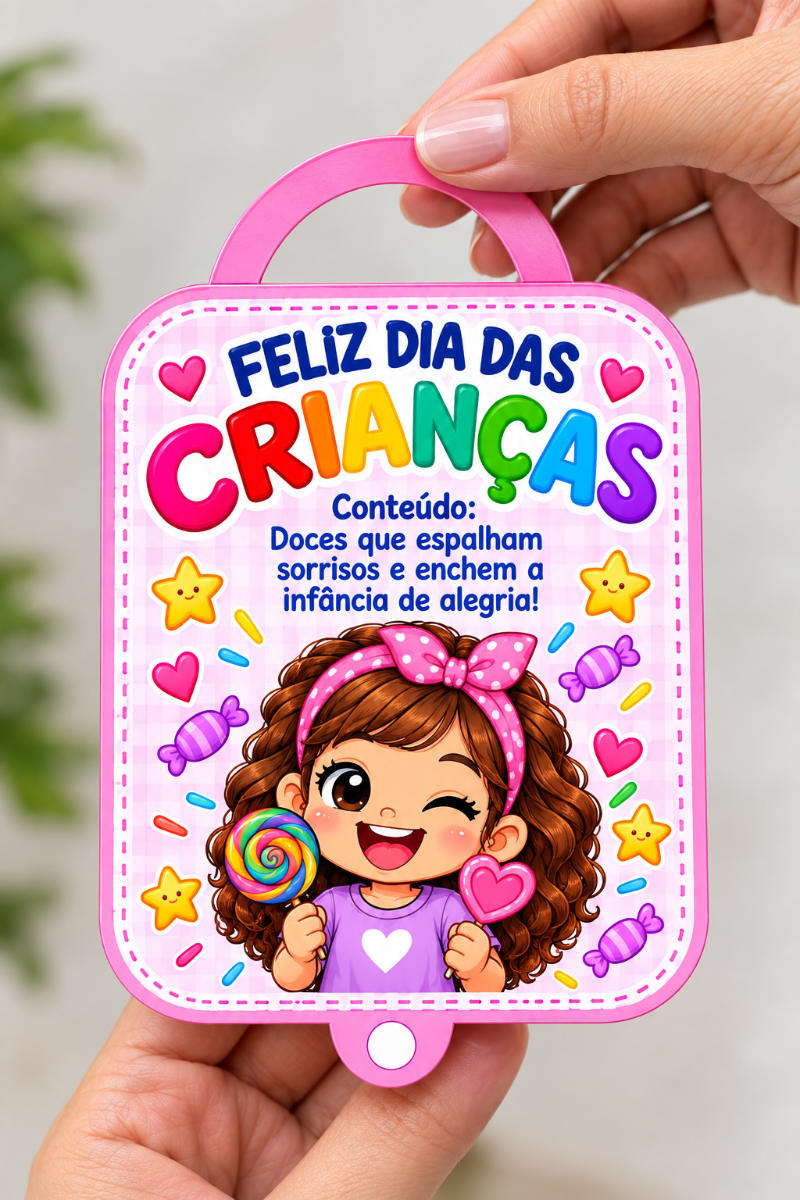 Lembrancinha Dia das Crianças para Imprimir – Meninas e Meninos — amostra 2: Este material foi criado para professoras da…