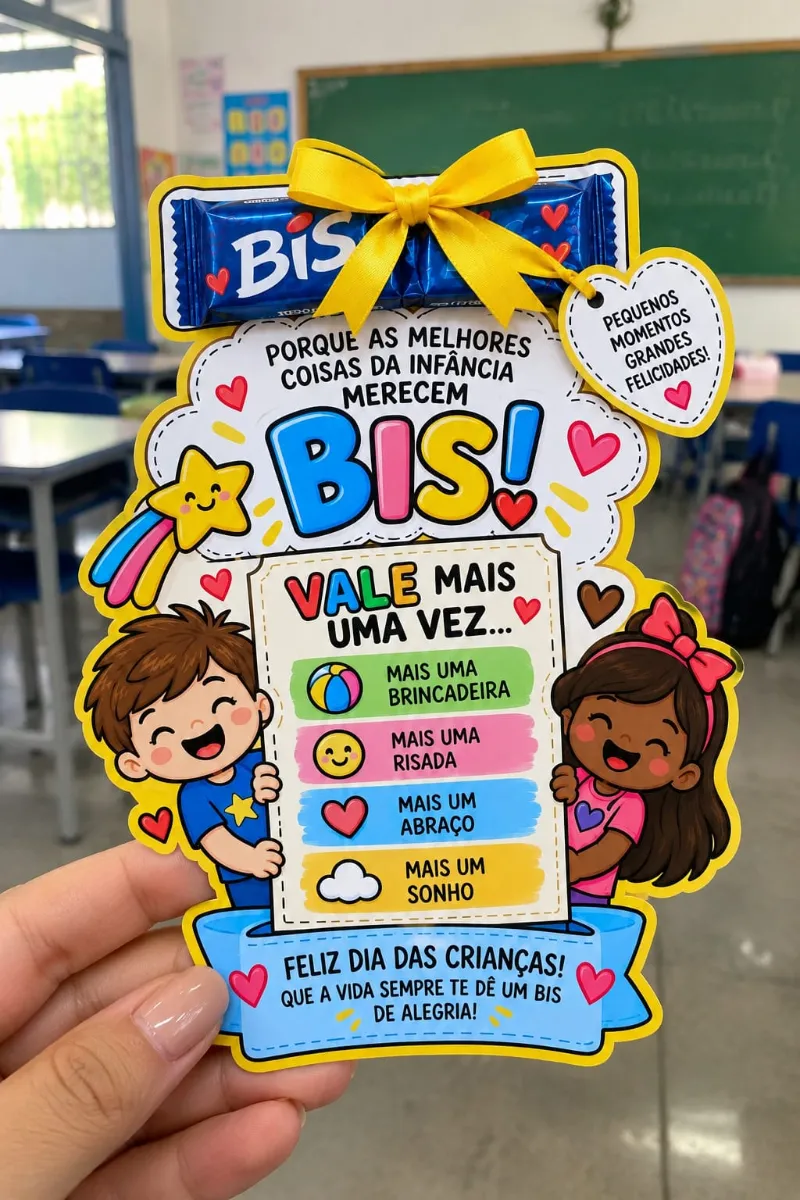 Lembrancinha Dia das Crianças para imprimir — amostra 1: Lembrancinha Dia das Crianças com BIS para imprimir