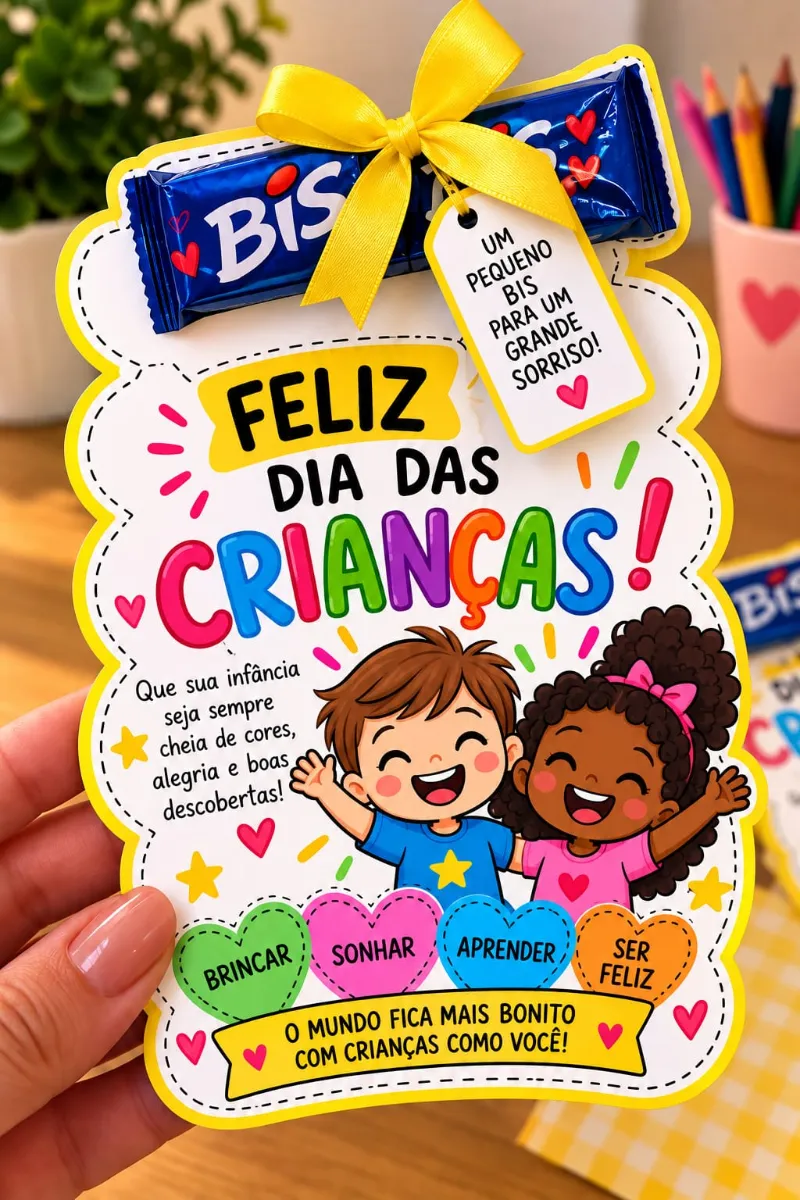 Lembrancinha Dia das Crianças para imprimir — amostra 4: Lembrancinha Dia das Crianças com BIS para imprimir