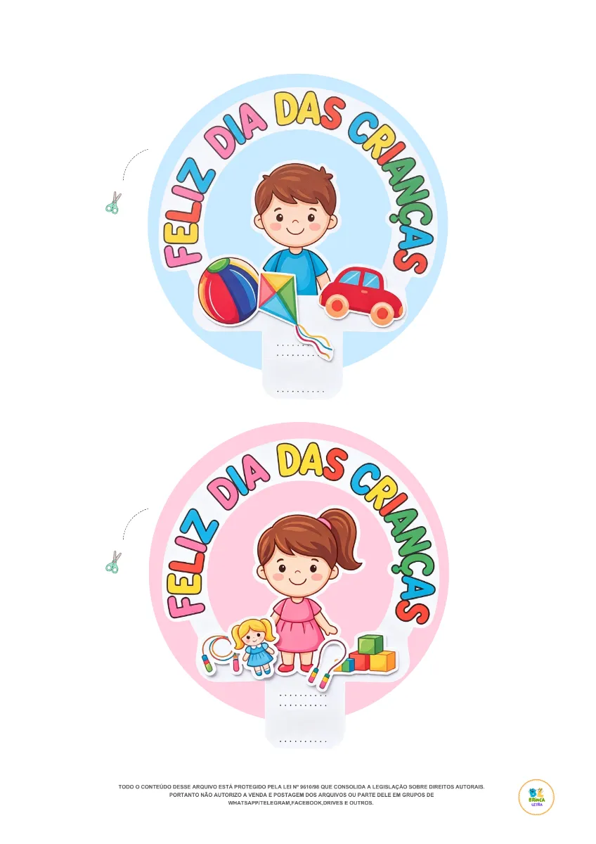 Lembrancinha Dia das Crianças - Tag Circular Brinquedos Educação Infantil Pdf — amostra 3: Celebre o Dia das Crianças com…