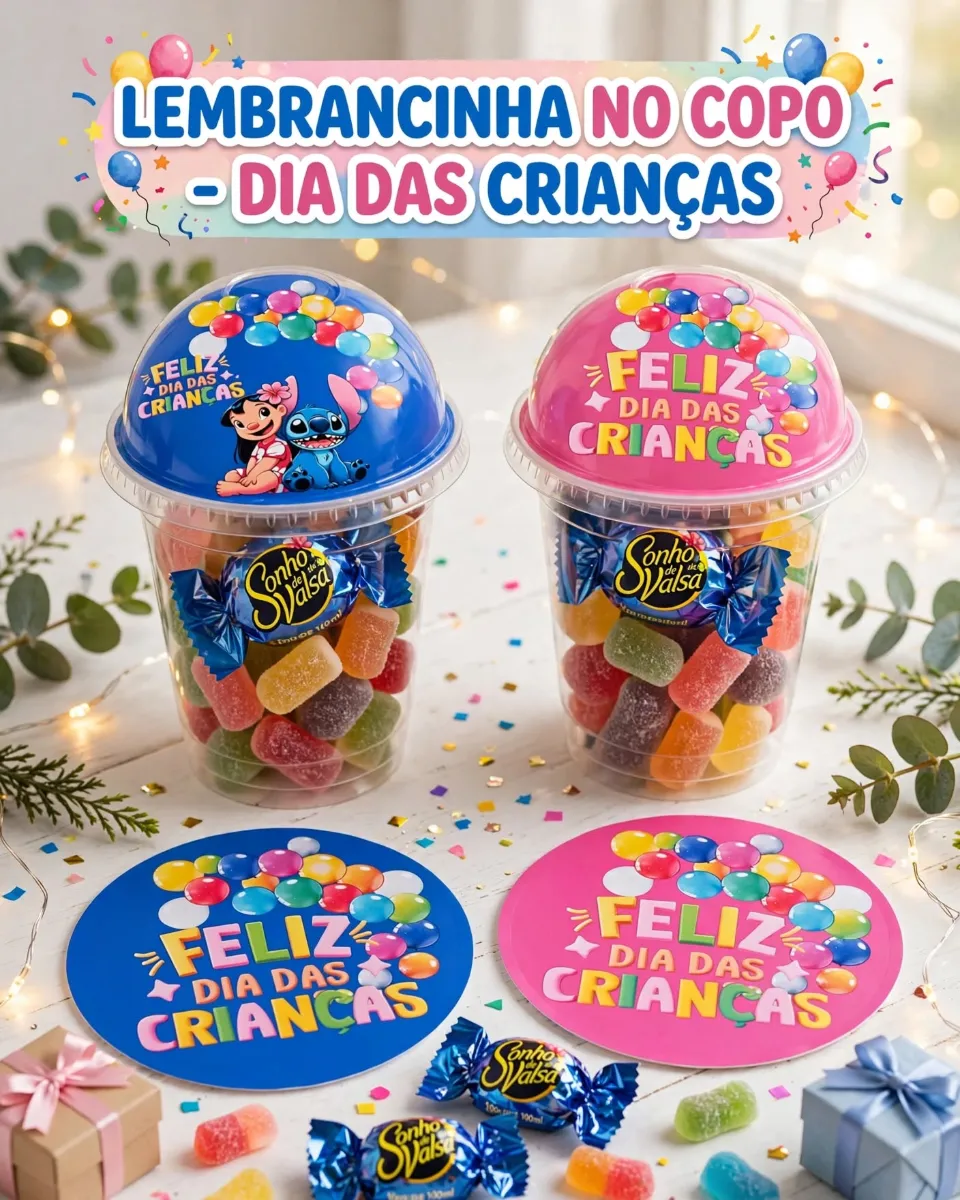 Lembrancinha Dia das Crianças - Tag para Copo Porta balas — Datas comemorativas para Todas as séries: A lembrancinha…