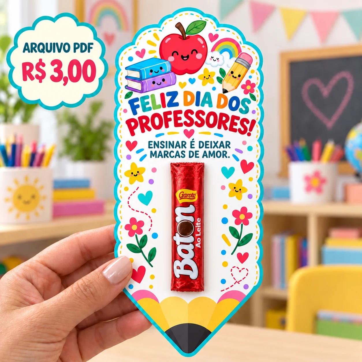 Lembrancinha Dia dos Professores com Chocolatemontagens não acompanham o arquivo. As cores podem apresentar pequenas…