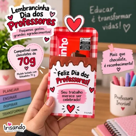 Lembrancinha Dia dos Professores - Porta chocolate — amostra 1: Lembrancinha para o Dia dos Professores com mensagem…