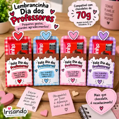 Lembrancinha Dia dos Professores - Porta chocolate — amostra 2: Lembrancinha para o Dia dos Professores com mensagem…