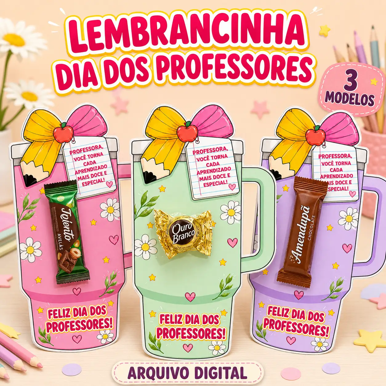 Lembrancinha Dia dos Professores Porta Chocolate – Arquivo Digital — capa do material