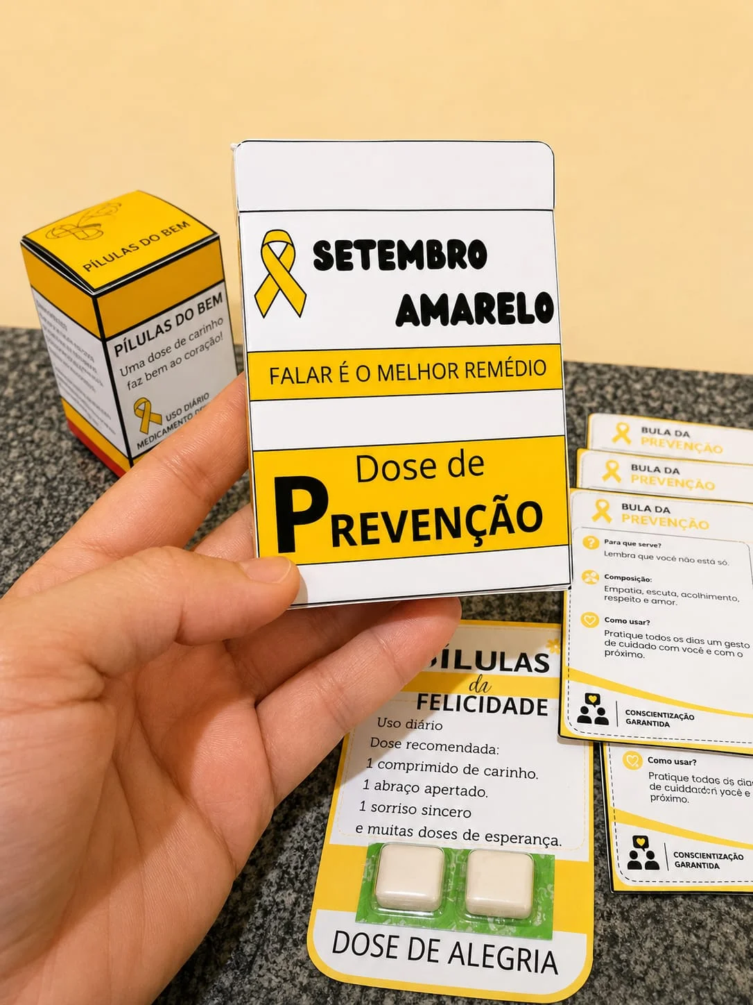 Lembrancinha Especial Setembro Amarelo 💛 — amostra 2: Uma identidade visual inspirada em remédios, bem-estar, cuidado e…
