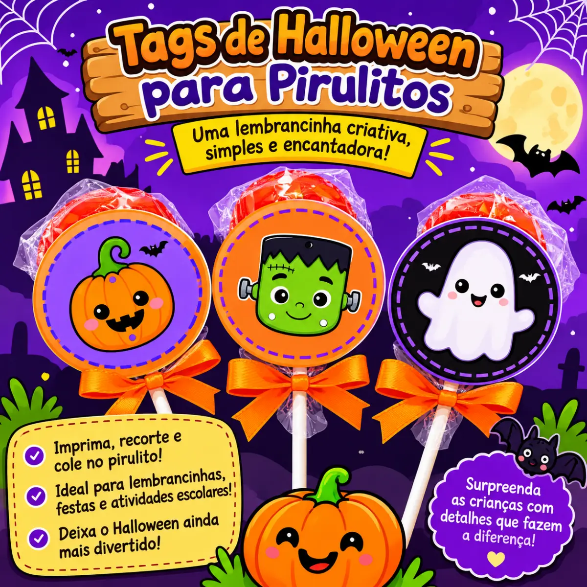 Lembrancinha Halloween Tag para Pirulitos Festinha — Datas comemorativas para Educação Infantil: Deixe o Halloween ainda…