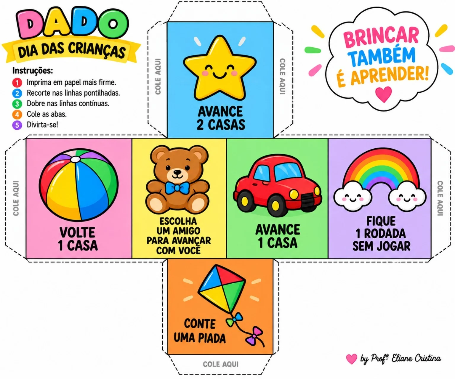 LEMBRANCINHA JOGO TRILHA – DIA DAS CRIANÇAS COM DADO ,PININHOS COLORIDOS ,PORTA PIRULITO E CARTÃO, EM PDF PRONTO PARA…