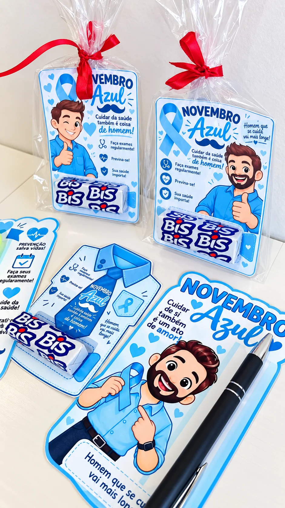 Lembrancinha Novembro Azul Cartão Porta Bis PDF — amostra 2: Cartãozinho de lembrancinha Novembro Azul com espaço para Bis… Lembrancinha Novembro Azul Cartão Porta Bis PDF — amostra 2: Cartãozinho de lembrancinha Novembro Azul com espaço para Bis…