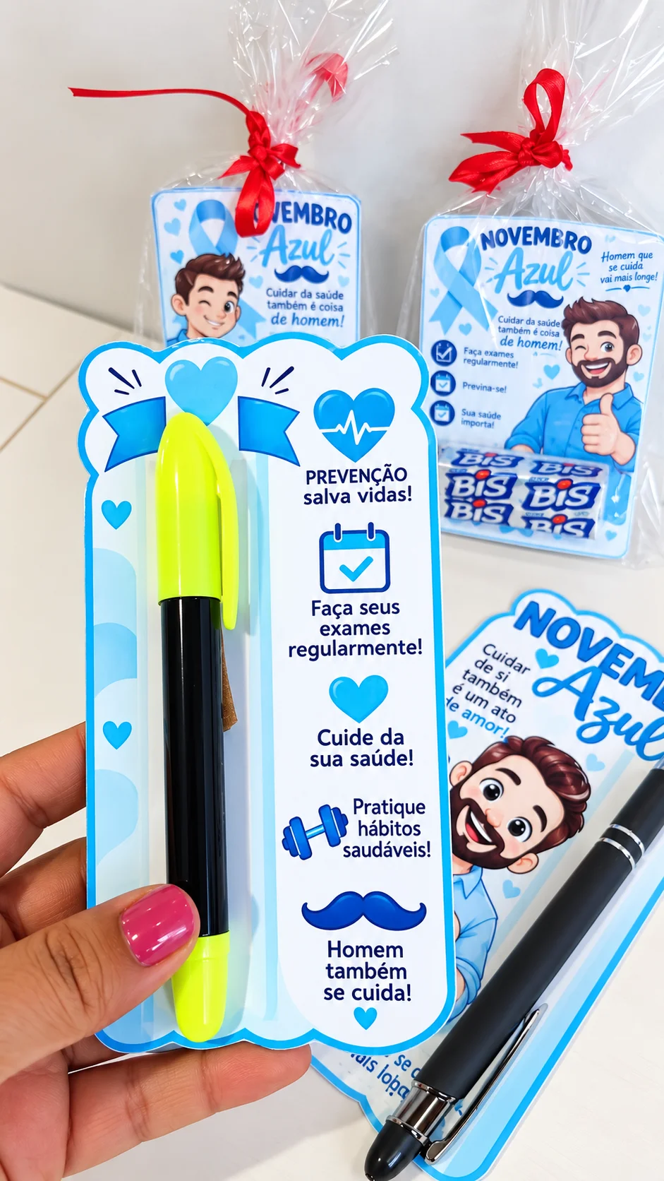 Lembrancinha Novembro Azul Cartão Porta Bis PDF — amostra 3: Cartãozinho de lembrancinha Novembro Azul com espaço para Bis… Lembrancinha Novembro Azul Cartão Porta Bis PDF — amostra 3: Cartãozinho de lembrancinha Novembro Azul com espaço para Bis…