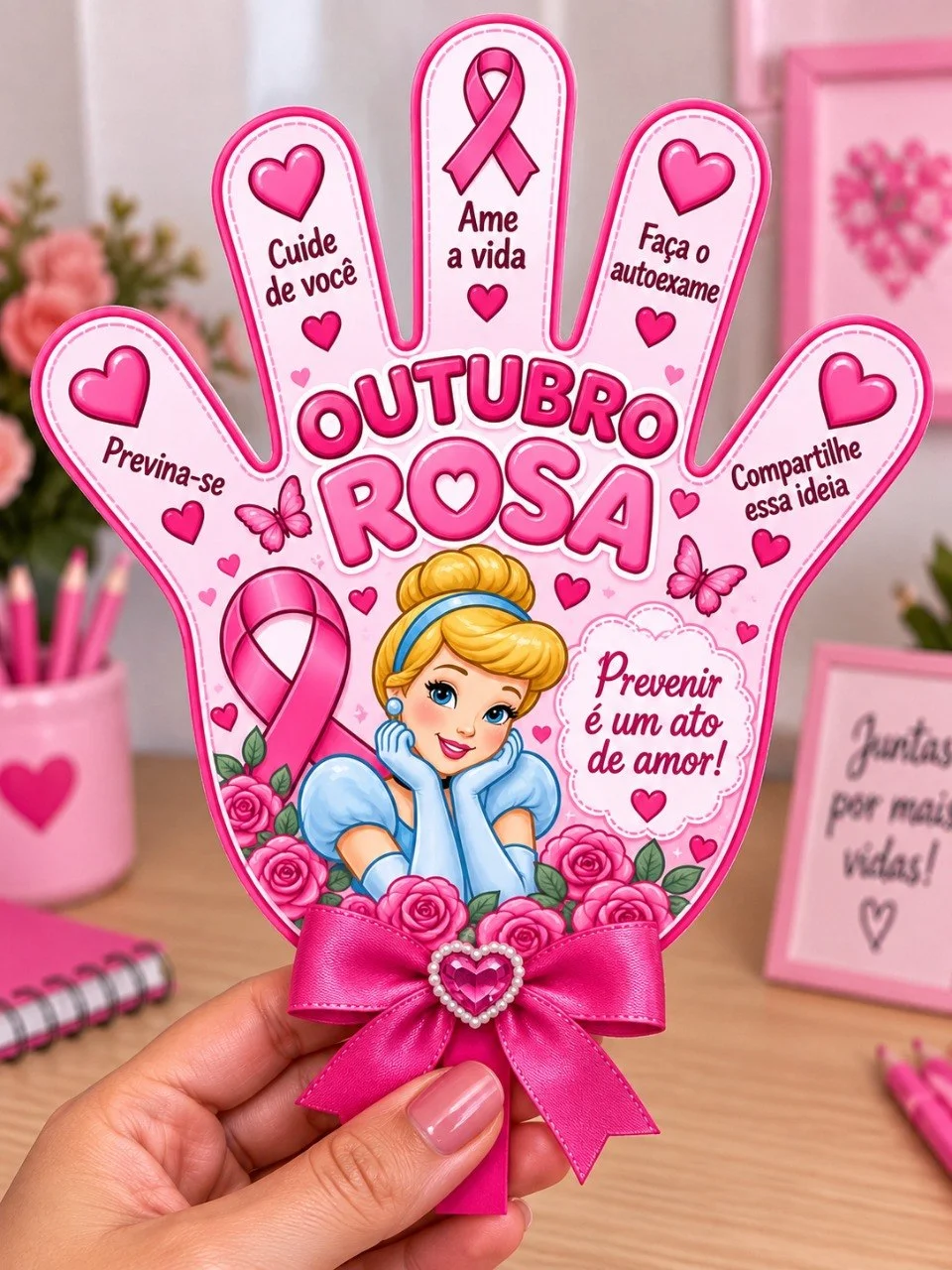 🎀🌸 LEMBRANCINHA OUTUBRO ROSA – CINDERELA 🌸🎀 — capa do material