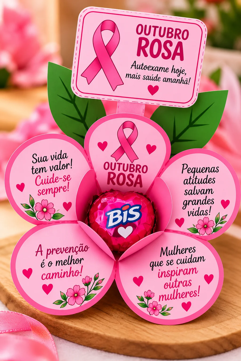 Lembrancinha Outubro Rosa com Chocolate | Flor de Papel — amostra 1: LEMBRANCINHA OUTUBRO ROSA 🌸 Flor com chocolate 💗…