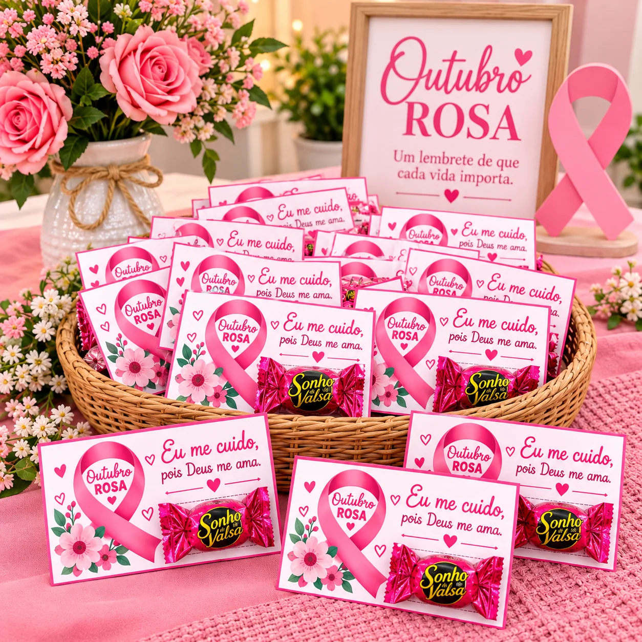 Lembrancinha Outubro Rosa para Igreja – Cartão para Bombom em PDF — Datas comemorativas para Todas as séries: Lembrancinha…