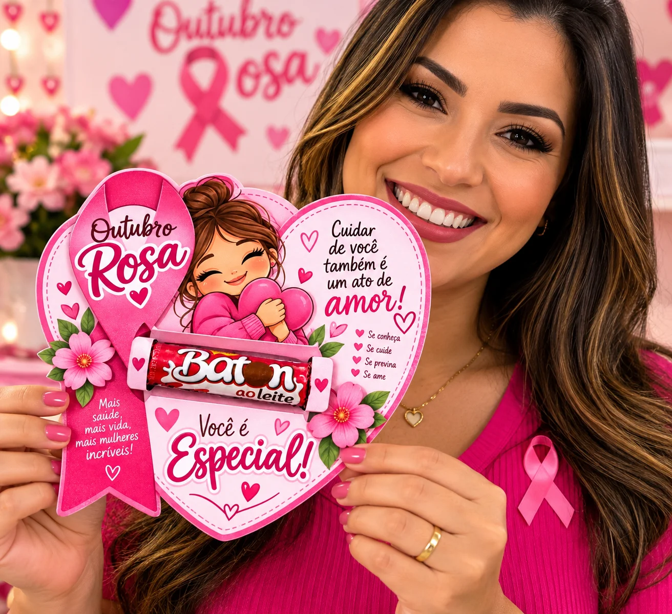 LEMBRANCINHA OUTUBRO ROSA – VOCÊ É ESPECIAL! — amostra 1: 💗 Uma linda lembrancinha em formato de coração para deixar o…