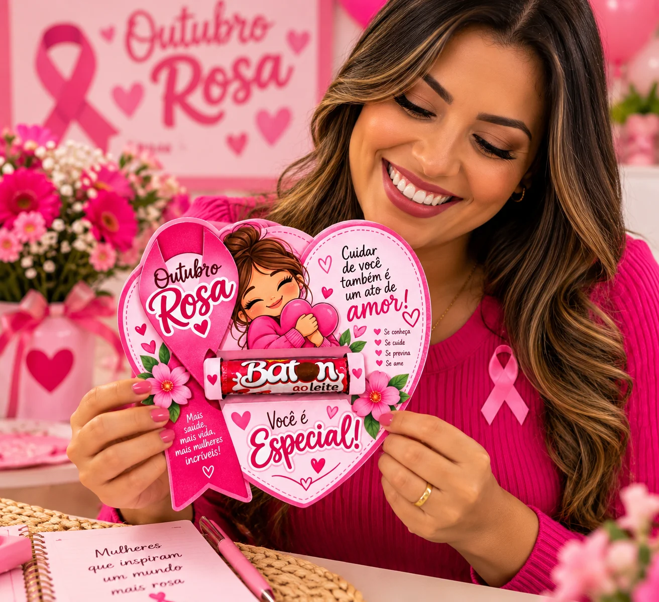 LEMBRANCINHA OUTUBRO ROSA – VOCÊ É ESPECIAL! — amostra 2: 💗 Uma linda lembrancinha em formato de coração para deixar o…