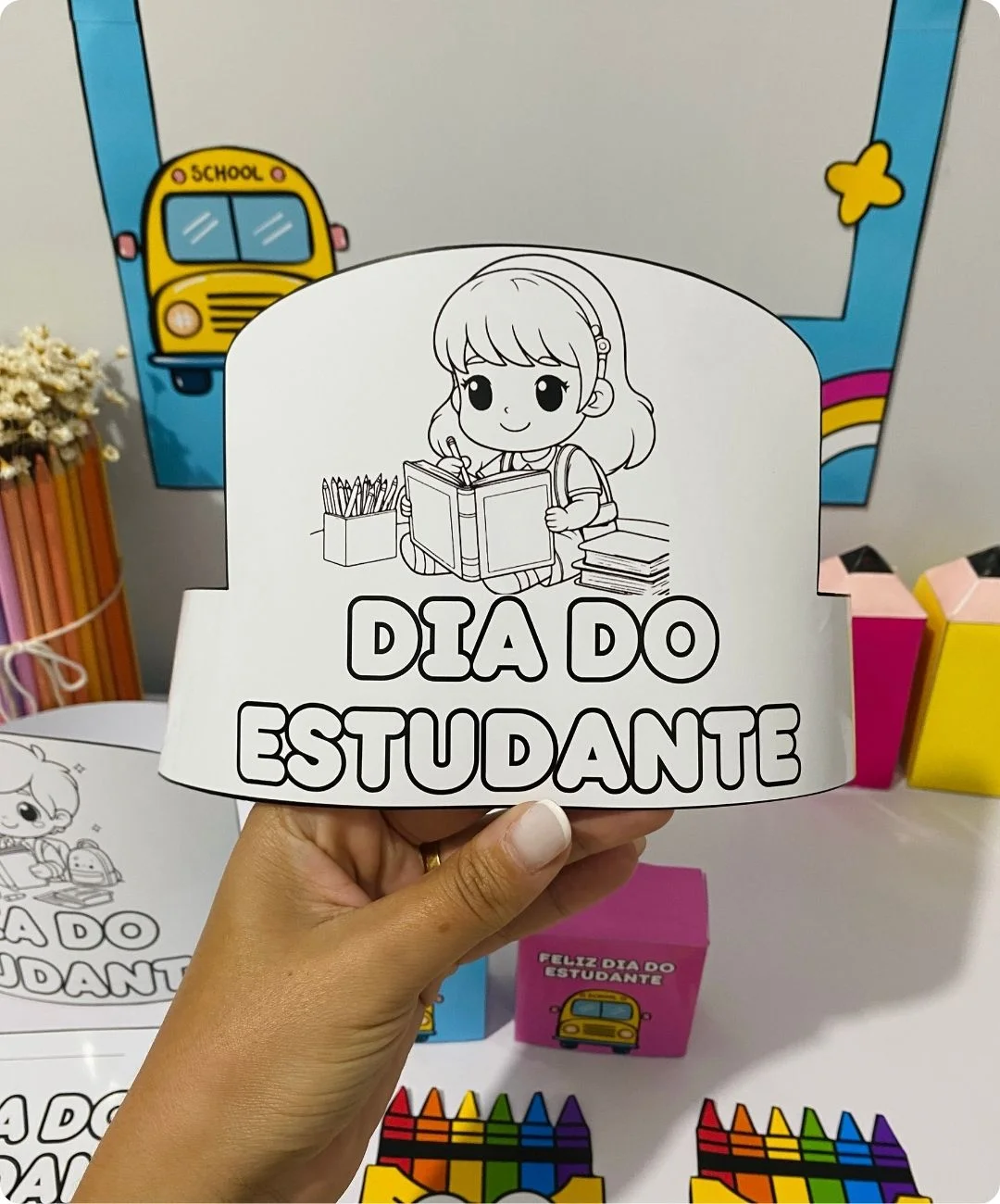 Lembrancinhas de Dia do Estudante para imprimir — Infantil e 1º ao 5º — amostra 4: Para quais turmas é indicado