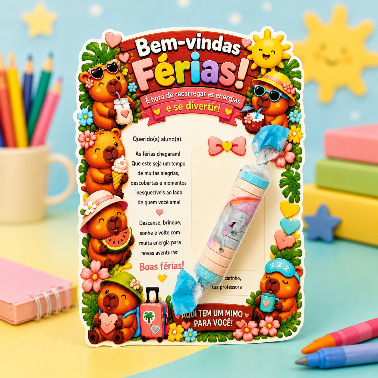 Lembrancinhas de férias - capivarinhas – PDF para Imprimir — amostra 2: Formato e entrega
