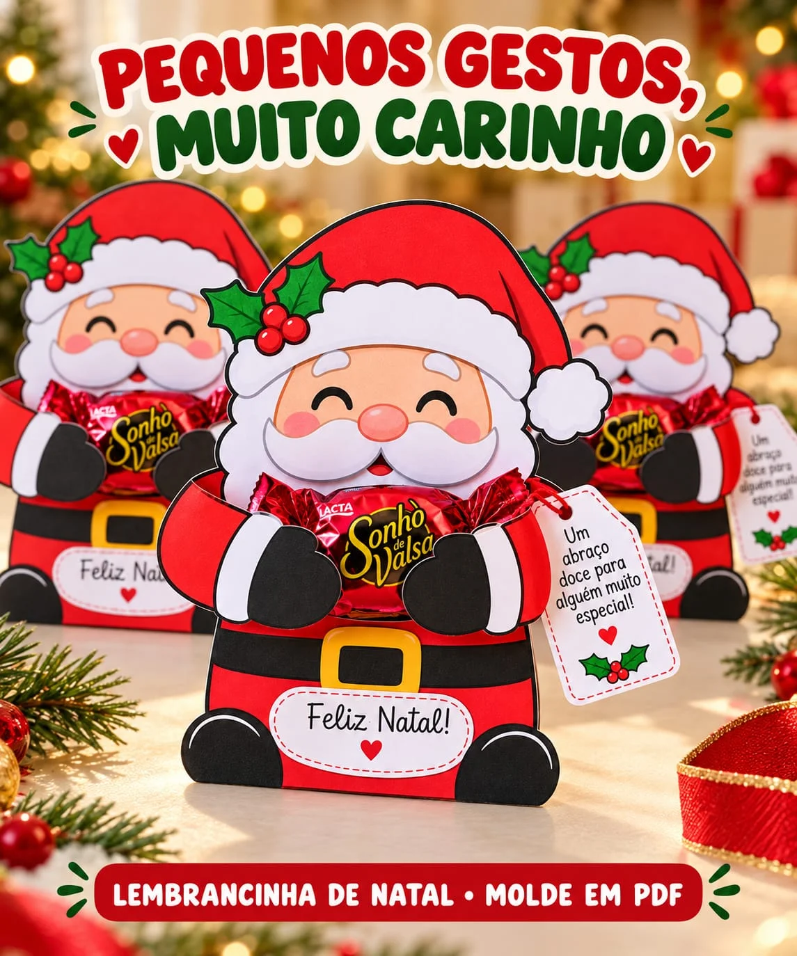 Lembrancinhas de Natal Papai Noel e Árvore Lápis PDF — amostra 2: O arquivo inclui
