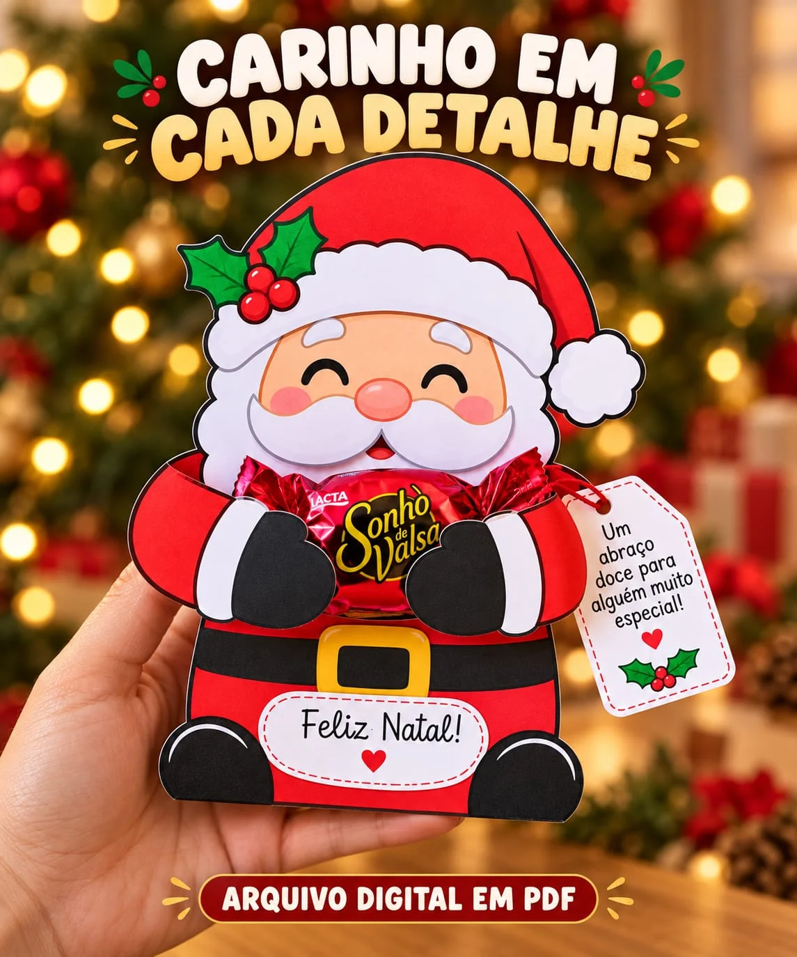 Lembrancinhas de Natal Papai Noel e Árvore Lápis PDF — Datas comemorativas para Todas as séries: Lembrancinhas de Natal com…