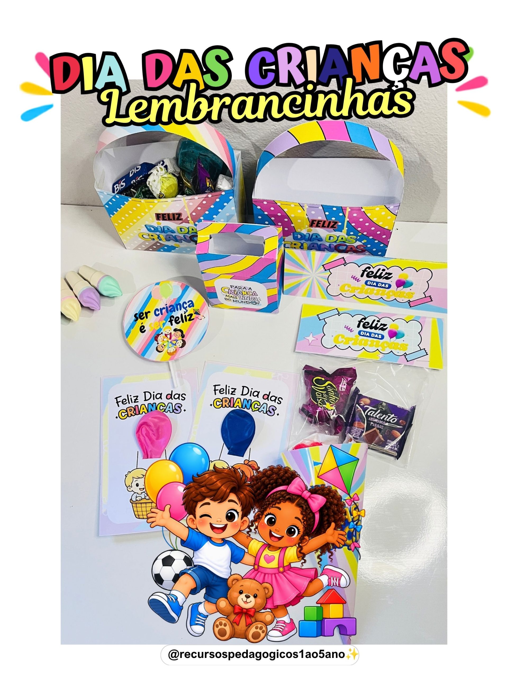 Lembrancinhas Dia das Crianças – 5 arquivos – PDF para Imprimir — amostra 1: O que vem no material