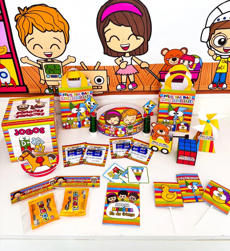 Lembrancinhas Dia das Crianças: Kit em PDF com Tema Brinquedos — Jogos pedagógicos para Educação Infantil: Celebre com…