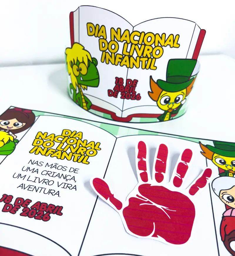 Lembrancinhas Dia do Livro Infantil: Atividade e Coroa em PDF — amostra 2: O que acompanha o material