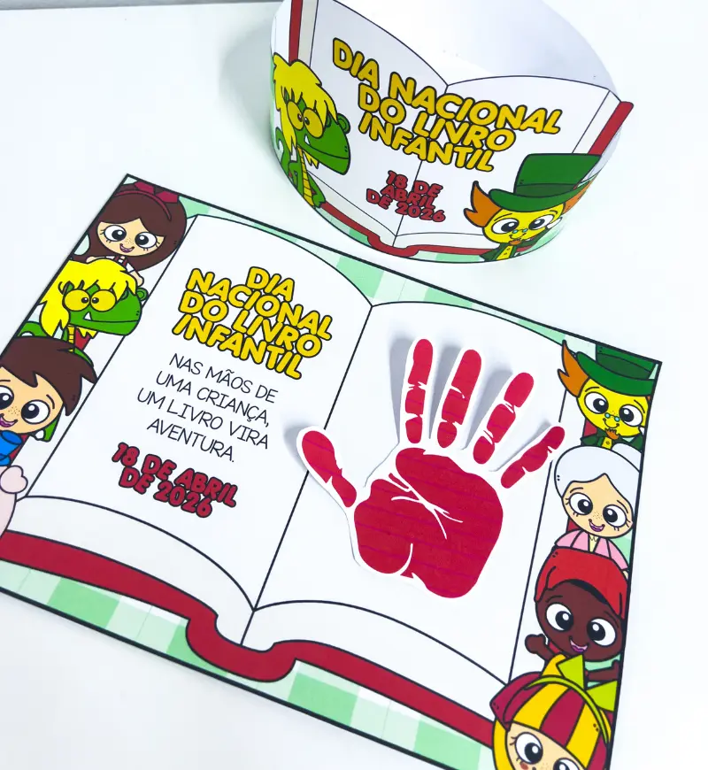 Lembrancinhas Dia do Livro Infantil: Atividade e Coroa em PDF — capa do material