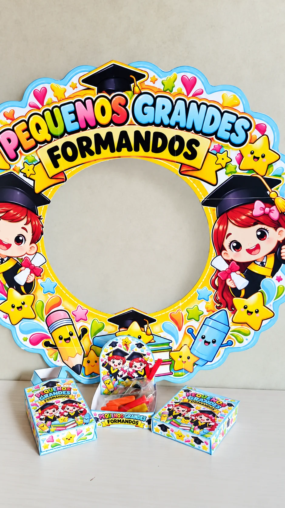 Lembrancinhas e Moldura de Formatura Infantil PDF — amostra 2: Mini Kit de Formatura Infantil com moldura de fotos e 3…