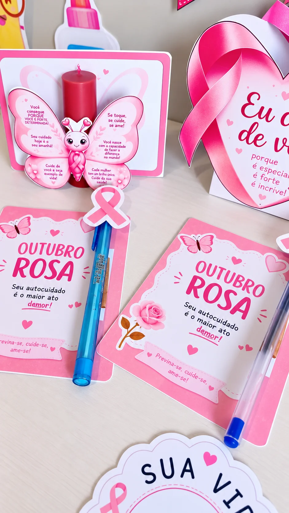 Lembrancinhas Outubro Rosa – 4 Modelos para Imprimir — amostra 1: 🎁 O que está incluso?