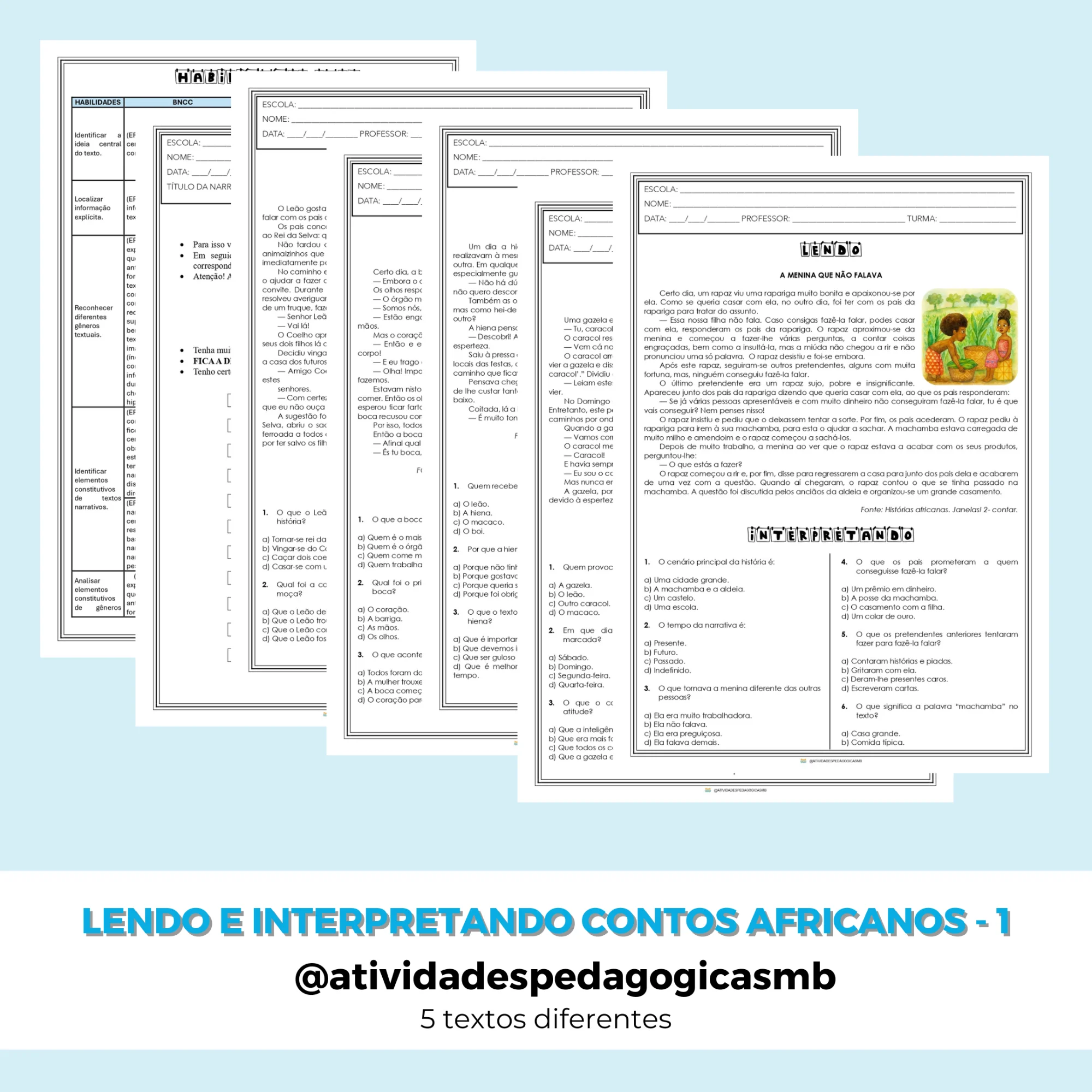 Lendo e Interpretando Contos Africanos (PDF) — capa do material