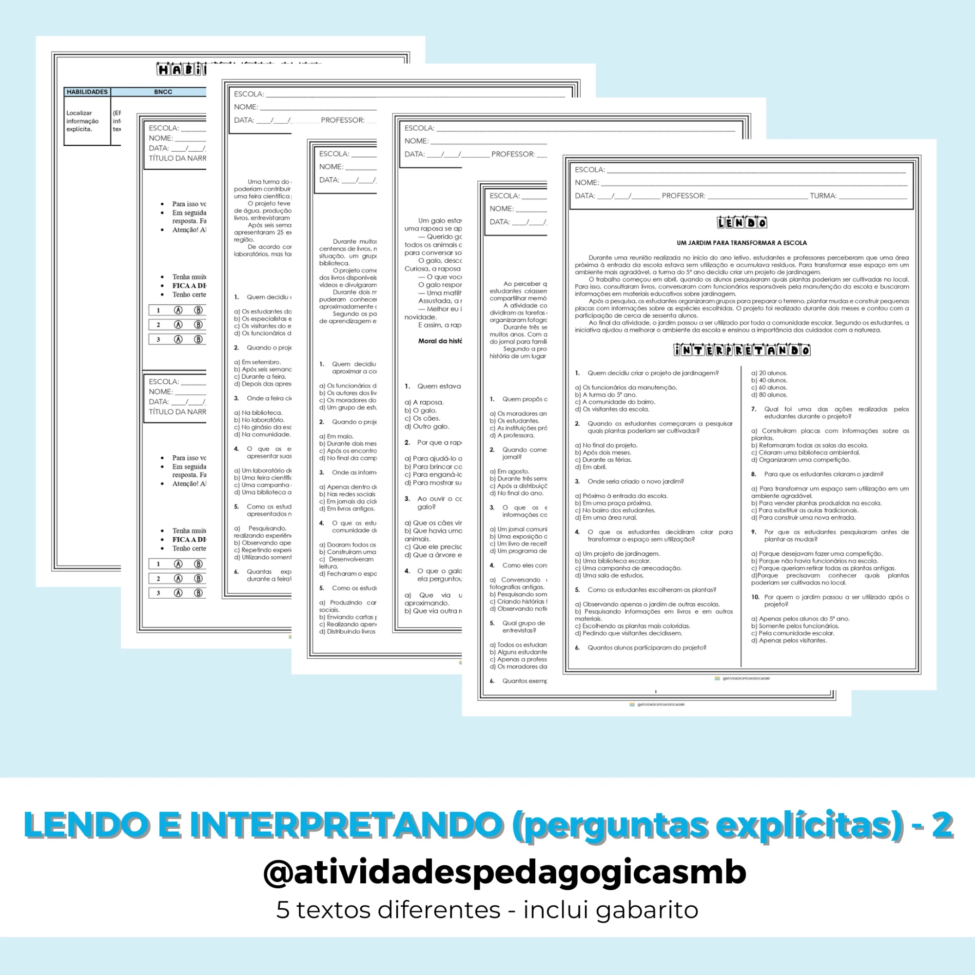 Lendo e Interpretando para Iniciantes - perguntas explícitas 2 (PDF) — capa do material