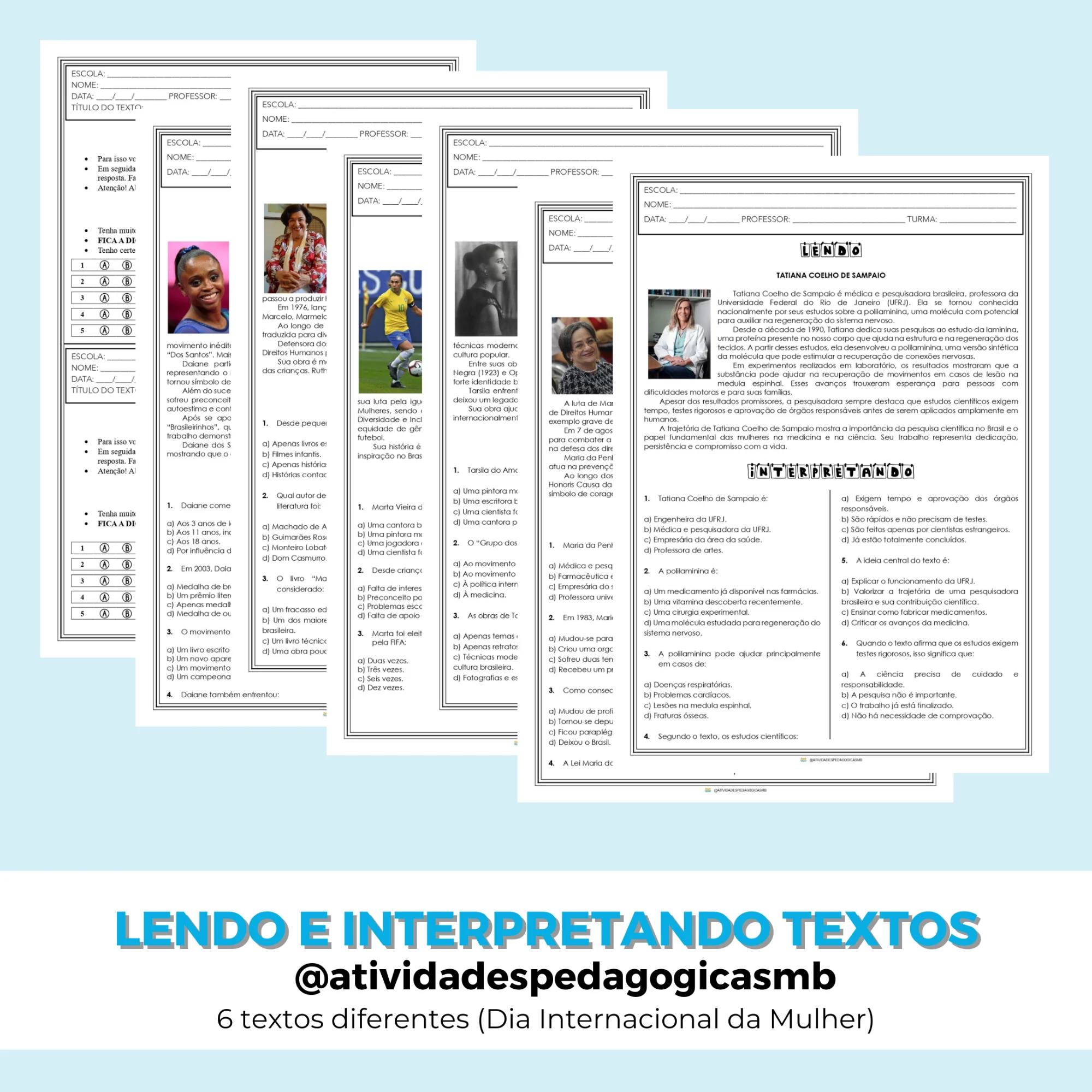 Lendo e Interpretando Textos sobre Mulheres Inspiradoras (PDF) — capa do material