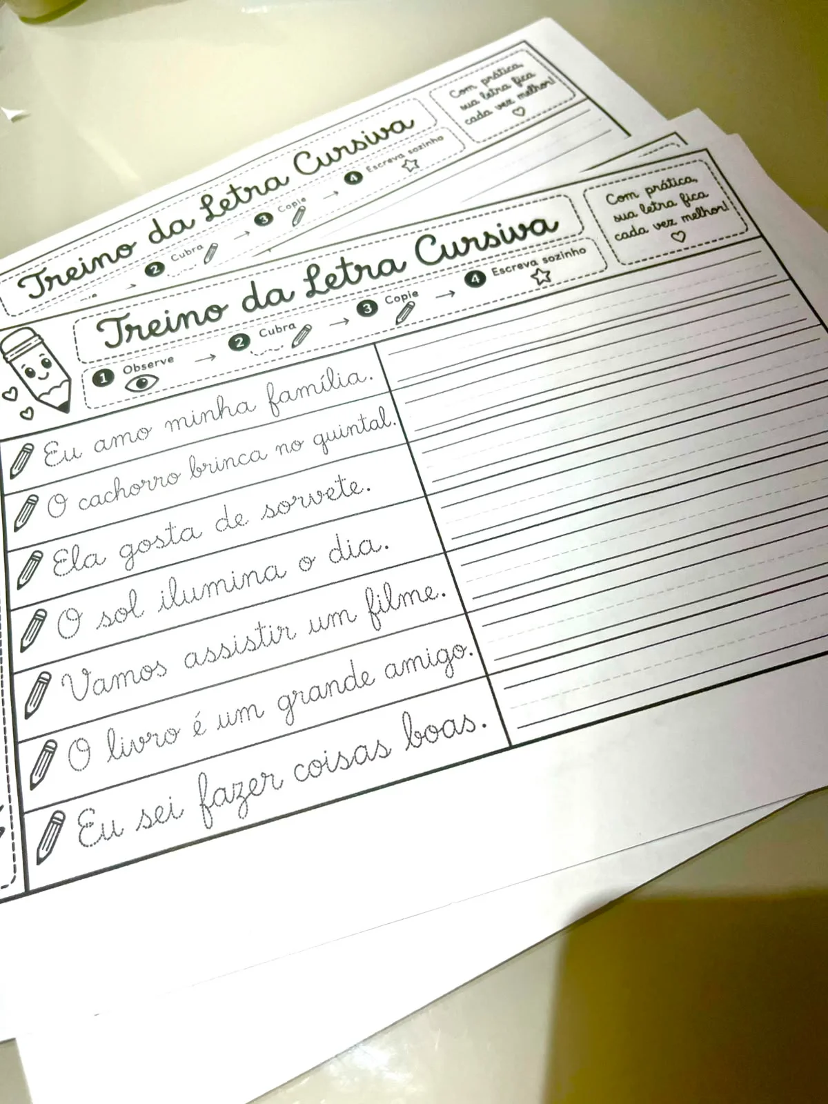 Letra Cursiva – Palavras, Frases e Parágrafos — amostra 2: Como usar:
