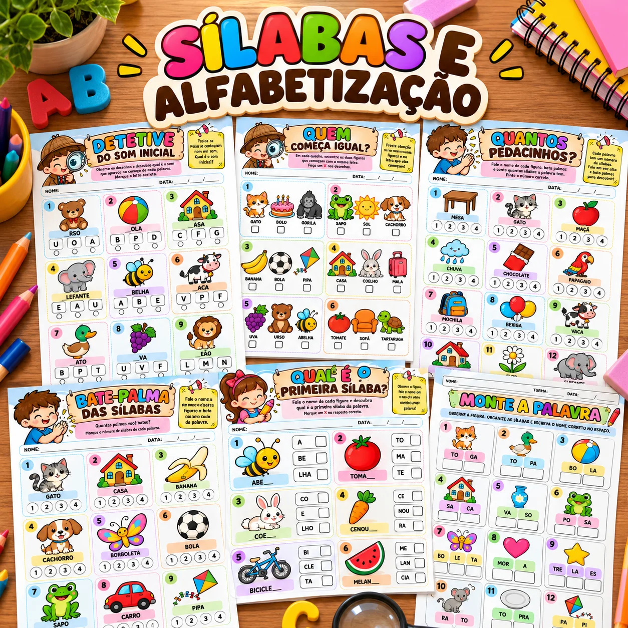 Letras e Sílabas: Atividades de Alfabetização para Imprimir — capa do material