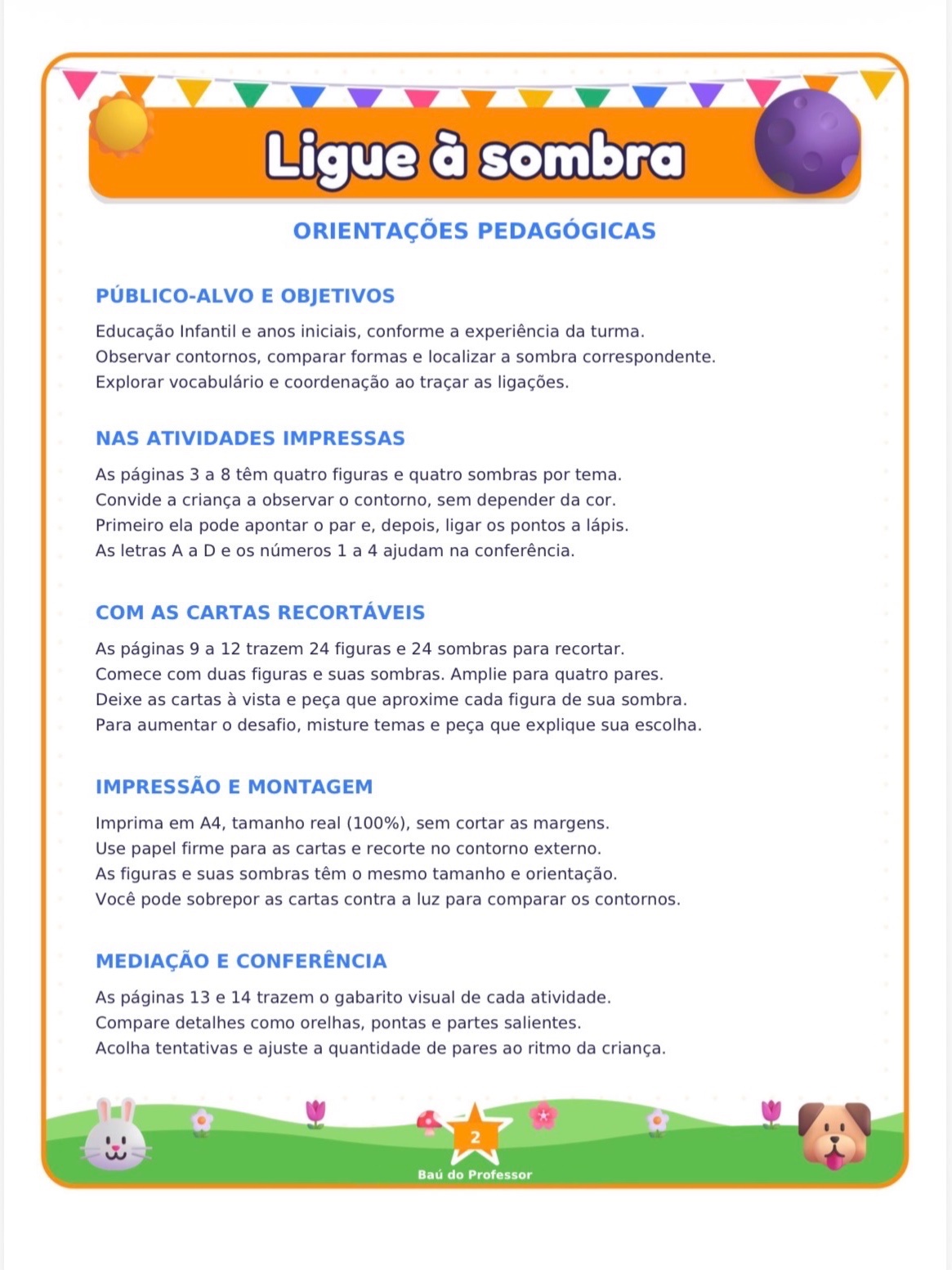 Ligue à Sombra para Imprimir — 6 Atividades e 48 Cartas PDF — amostra 1: Observe os contornos e encontre a sombra…