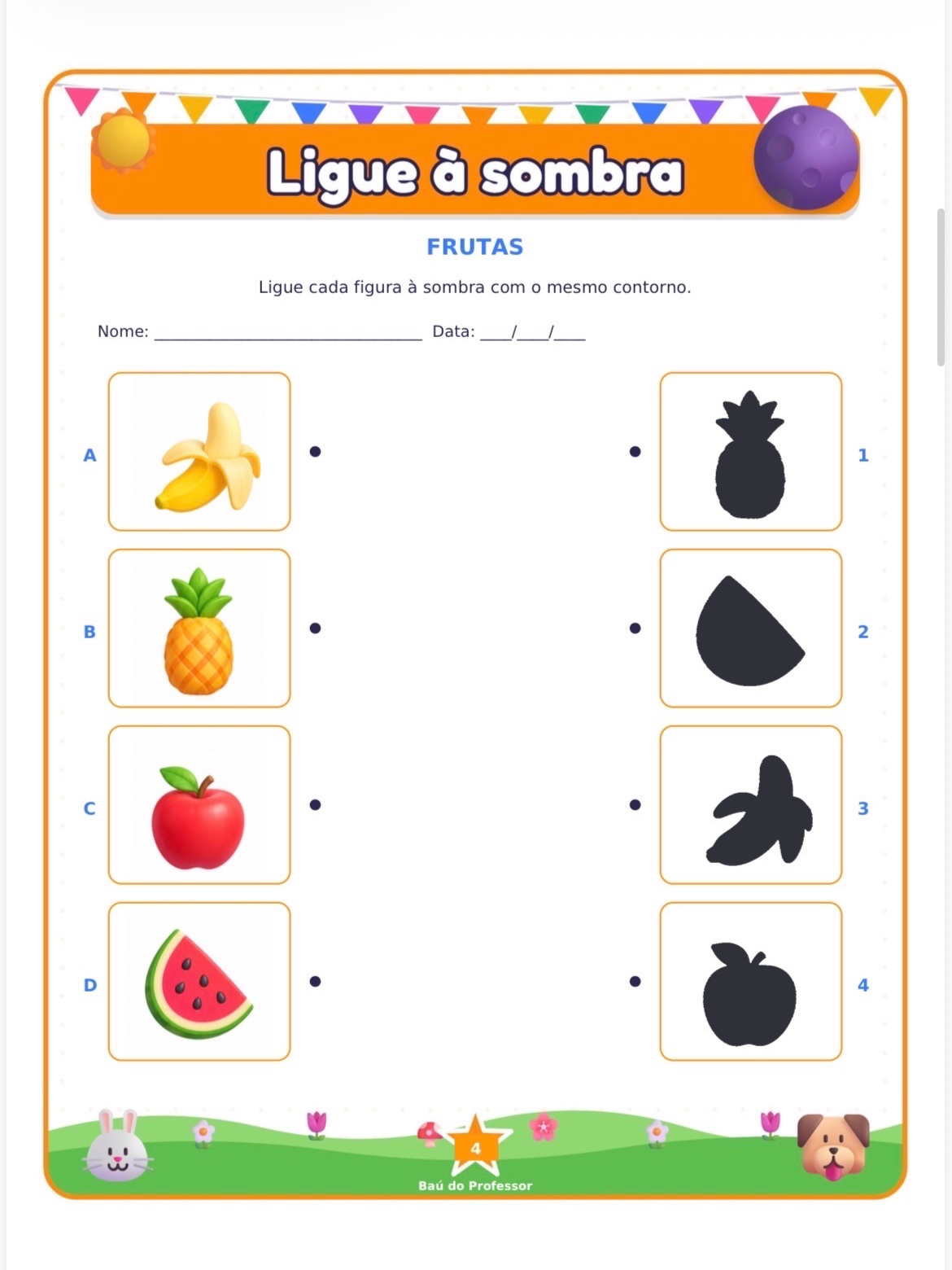 Ligue à Sombra para Imprimir — 6 Atividades e 48 Cartas PDF — amostra 3: Ligue à Sombra para imprimir: 6 atividades, 24…