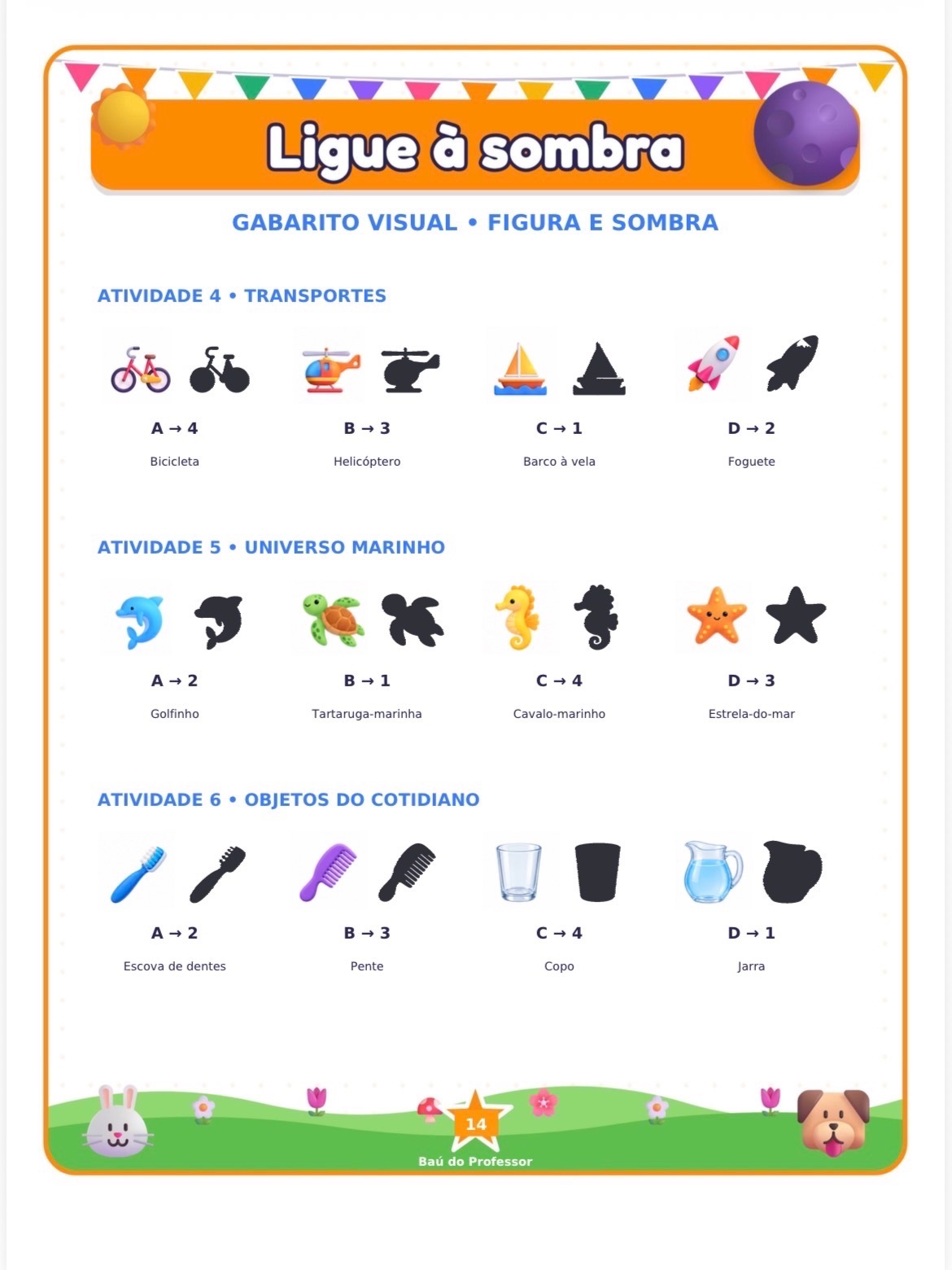 Ligue à Sombra para Imprimir — 6 Atividades e 48 Cartas PDF — amostra 5: Ligue à Sombra para imprimir: 6 atividades, 24…