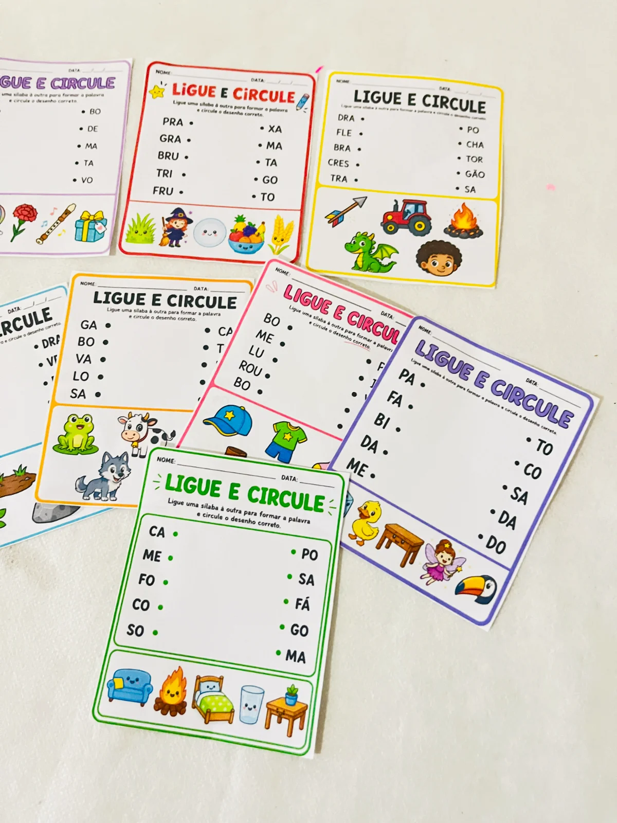 LIGUE E CIRCULE – Atividades para Imprimir — amostra 1: O que vem no material