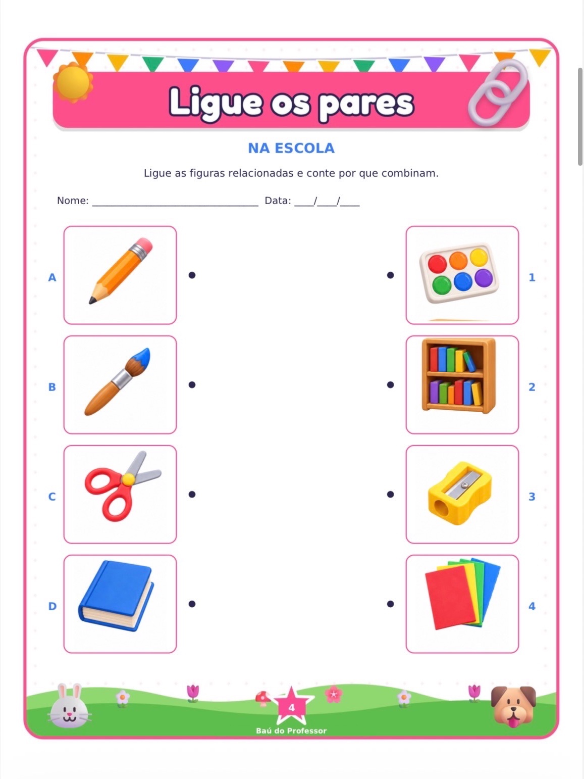 Ligue os Pares para Imprimir — Kit de Associação de Imagens PDF — amostra 1: Explore relações entre objetos, animais e…