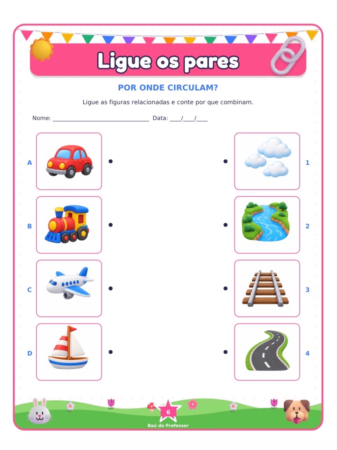 Ligue os Pares para Imprimir — Kit de Associação de Imagens PDF — amostra 2: Ligue os Pares para imprimir: 6 atividades, 24…