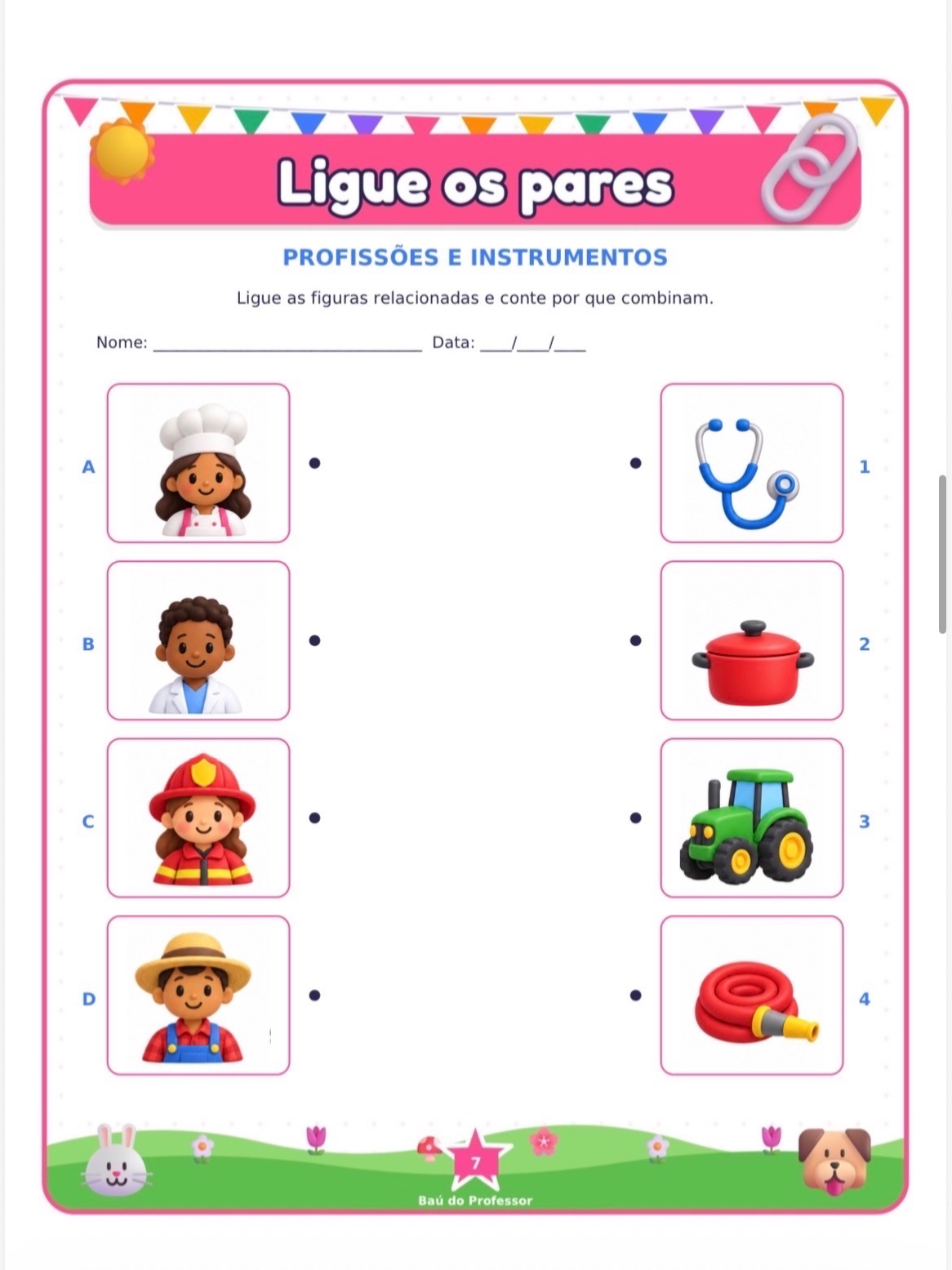 Ligue os Pares para Imprimir — Kit de Associação de Imagens PDF — amostra 3: Ligue os Pares para imprimir: 6 atividades, 24…
