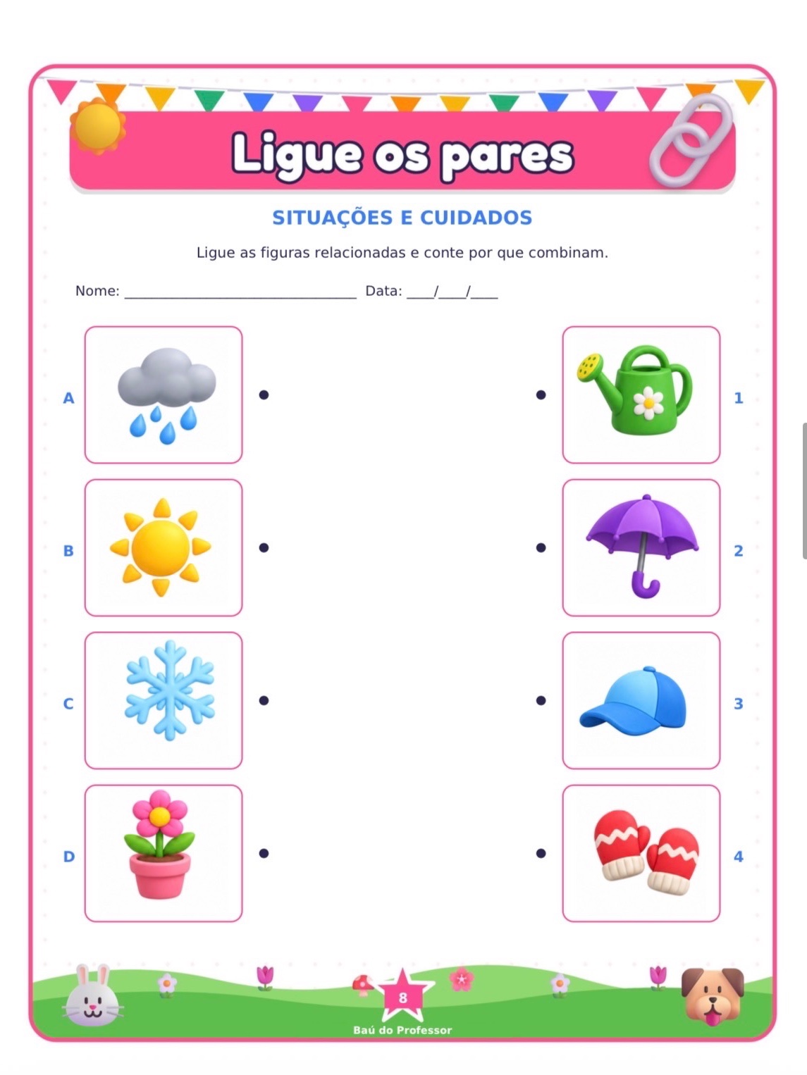 Ligue os Pares para Imprimir — Kit de Associação de Imagens PDF — amostra 4: Ligue os Pares para imprimir: 6 atividades, 24…