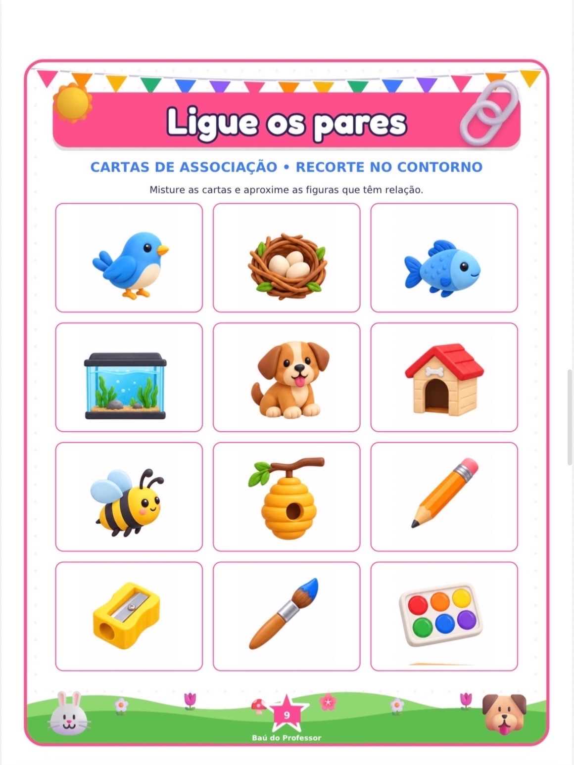 Ligue os Pares para Imprimir — Kit de Associação de Imagens PDF — amostra 5: Ligue os Pares para imprimir: 6 atividades, 24…
