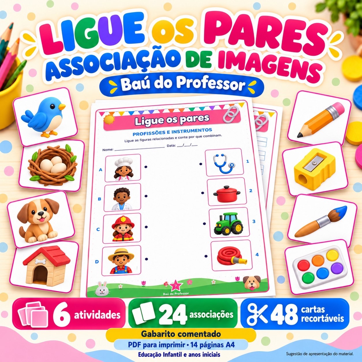 Ligue os Pares para Imprimir — Kit de Associação de Imagens PDF — capa do material