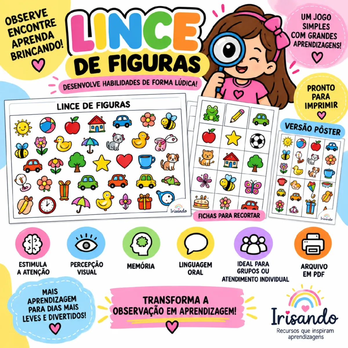 Lince de Figuras – Jogo Pedagógico de Atenção — Alfabetização para Educação Infantil: Lince de Figuras é um jogo pedagógico…